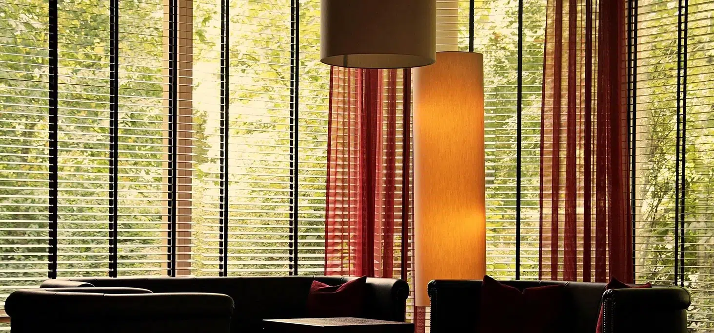 Lobby with window blinds